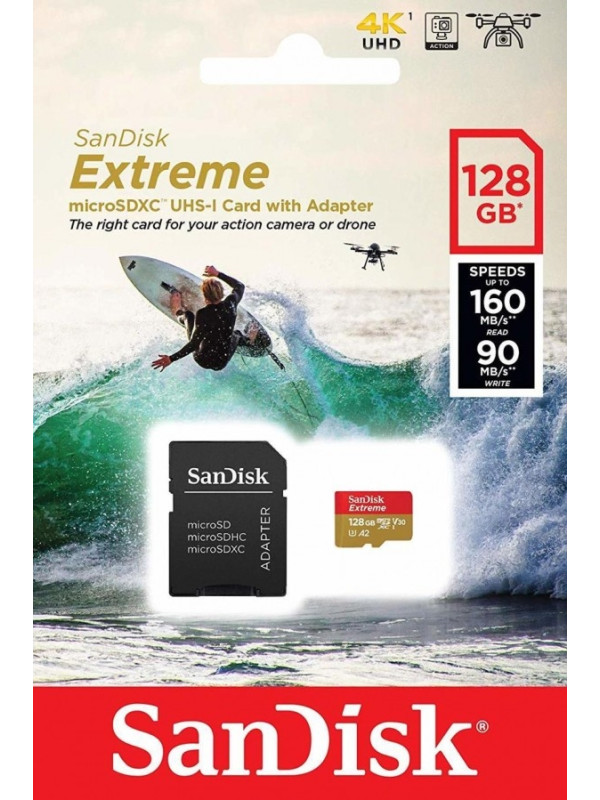 SanDisk SDXC 128GB Micro Extreme 160MB/s +SD Adap.