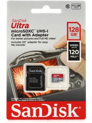 SanDisk SDXC 128GB Ultra Mic.120MB/s A1Class10 UHS-I +Adap.